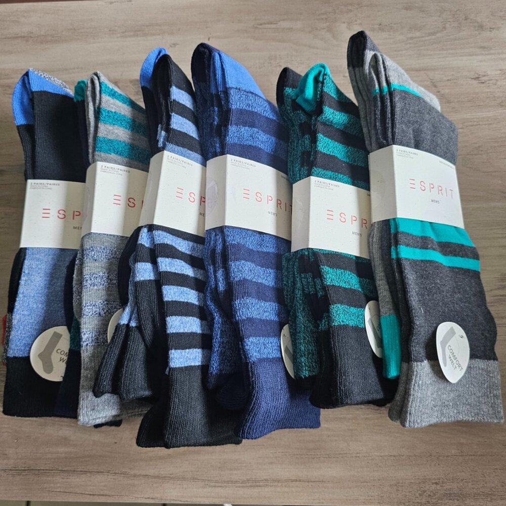 ESPRIT Men's Socks 12 Pairs (6 2-Pack) Size 6-12 Polyester blend NWT